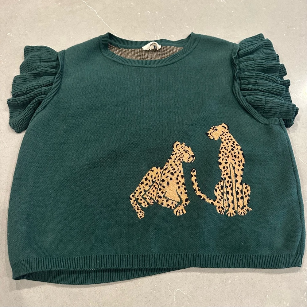 Entro Green Crop Top with Cheetah Design